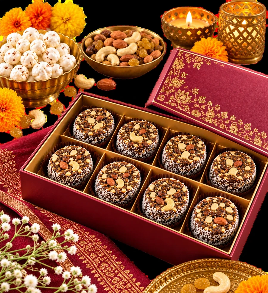 Tasty Kitchen Makhana Mewa Bites festive gift presentation